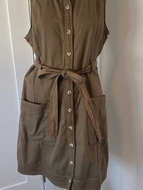 Anthropologie Sleeveless Button-Front Mini Dress in Brown